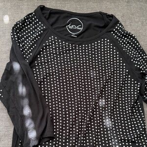 INC International Concepts Black Blouse with Silver Accents